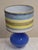 1970s Vintage Table Lamp with Internally Illuminated Blue Glass Base and Fabric Shade, 1970s For Sale - Image 5 of 8