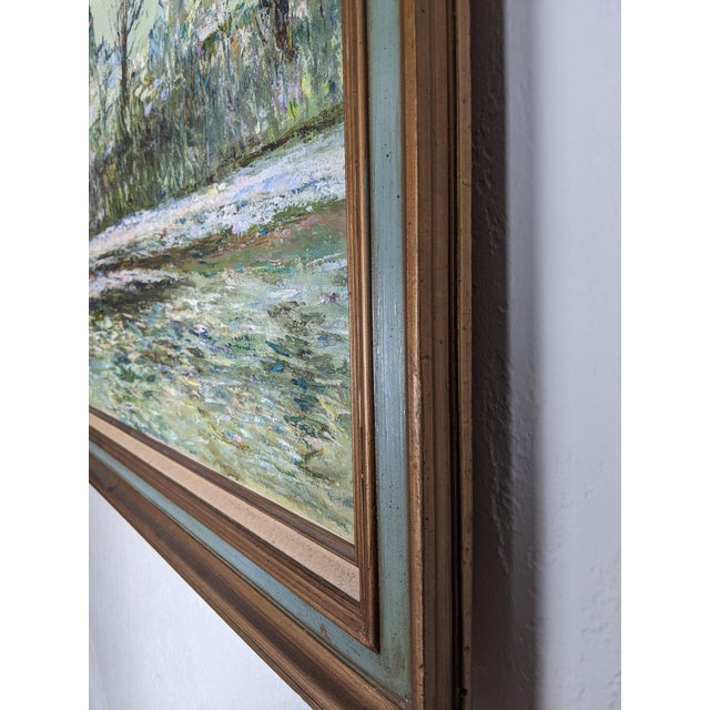 Impressionist Late 20th Century Large H. Rogers Impressionist Winter Landscape Oil Painting Framed 43x31 in Style of Claude Monet For Sale - Image 3 of 14