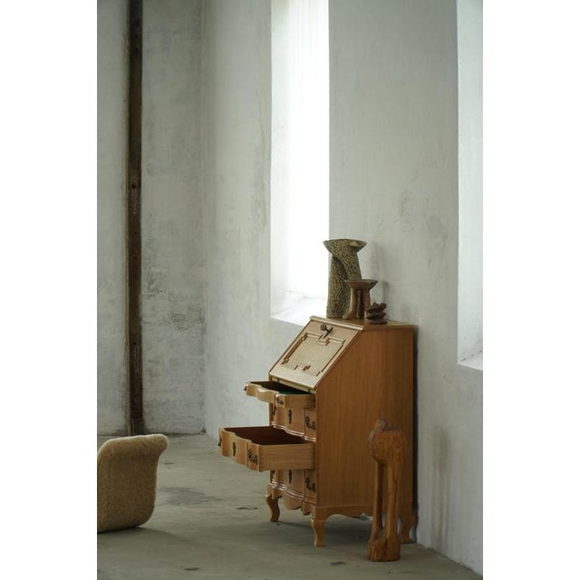 Vintage Danish Oak Drop‑Front Secretaire, 1950s For Sale - Image 9 of 18