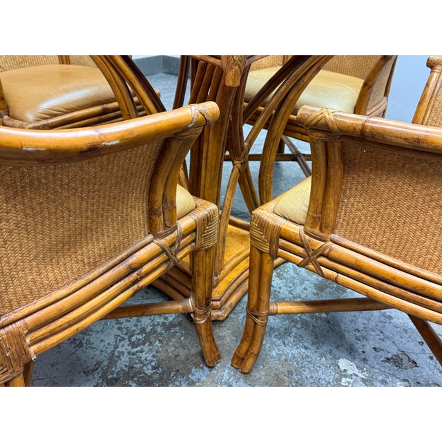 Bassett Furniture Bassett Furniture Rattan + Glass Dining Set, Vintage For Sale - Image 4 of 12