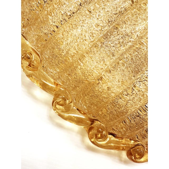 2020s Italian Amber “Graniglia Budino” Murano Glass Flush Mount in Traditional 70s Style For Sale - Image 5 of 8