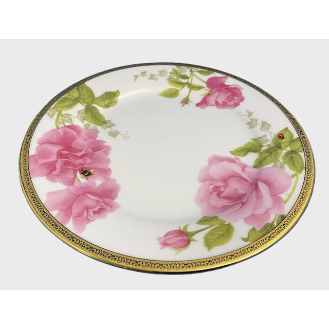 2006 Charter Club Luncheon Plates, Pink Fashion Rose Buffet, Pink With Gold Encrusted Rim - Set of 4 For Sale - Image 16 of 18