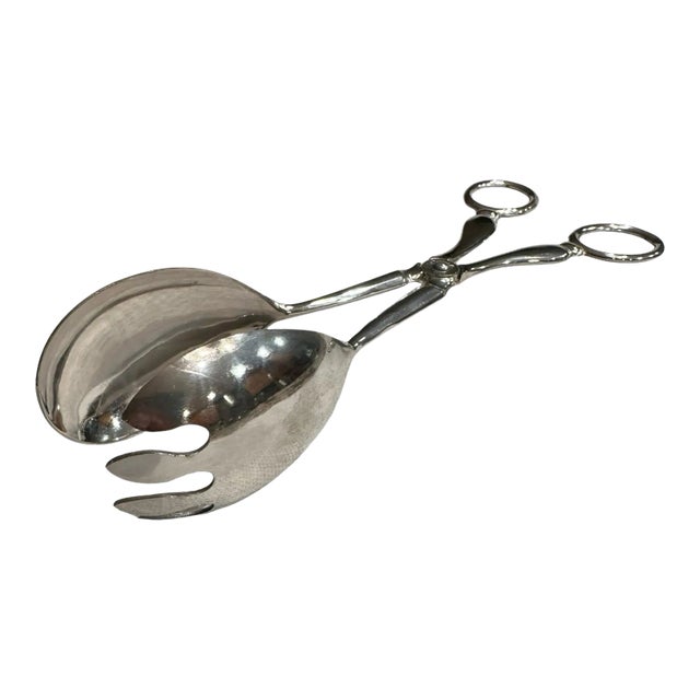 Mid 20th Century Italian Silver Plate Serving Tongs For Sale