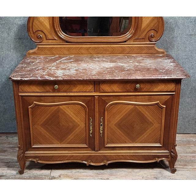 Louis XV Rococo Style Walnut Dressing Table with Cheval Glass, 1800s For Sale - Image 5 of 9