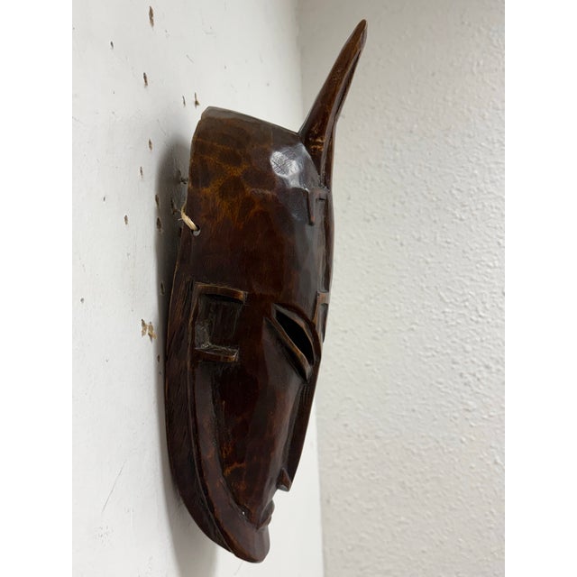 African Hand Carved Wood Wall Mask For Sale - Image 4 of 12