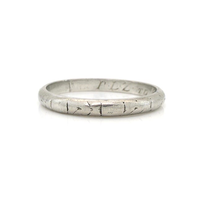 Art Deco Art Deco Antique Platinum Wedding Band, Stacking Ring, Size 5 For Sale - Image 3 of 10