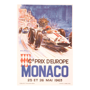 Monaco Grand Prix 1963 Beligond Vintage French Automobile Racing Poster