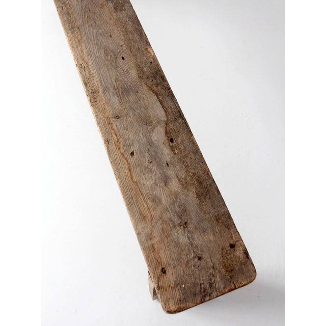 Antique Primitive 9-Foot Wood Bench For Sale - Image 17 of 18