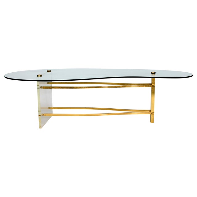 1960s Brass & Lucite Coffee Table | Chairish
