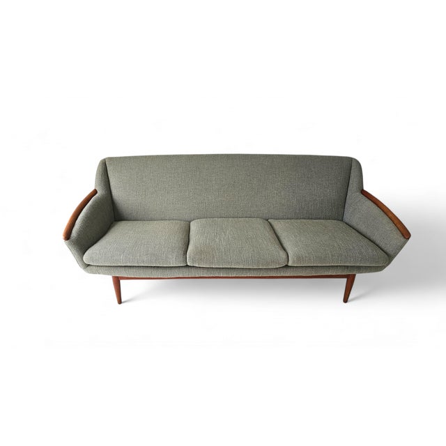 Classic Mid Century Scandinavian Modern sofa made in Norway by LK. Hjelle (unmarked) circa 1950/60's. The sofa features a...
