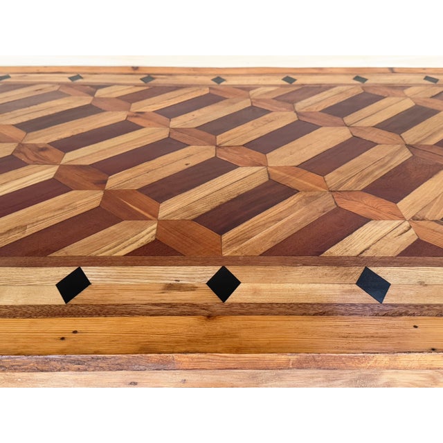 Early 20th Century Country French Provincial Style Oak Farmhouse Dining Table with Marquetry Top For Sale - Image 13 of 18