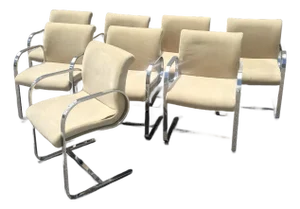 Mid Century Modern Miles Van Der Rohe Brno Style Cantilever Dining Chairs - Set of 8