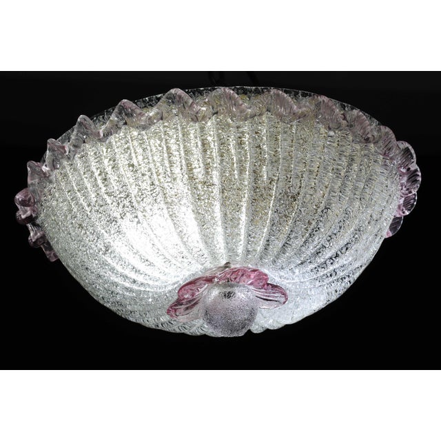 1970s 1970s Elegant Italian Pink and Murano Glass Ceiling Flower For Sale - Image 5 of 11