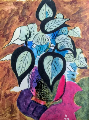 Georges Braque, Still Life with Flower Vase and Artist Palette, Color Lithograph, 1955