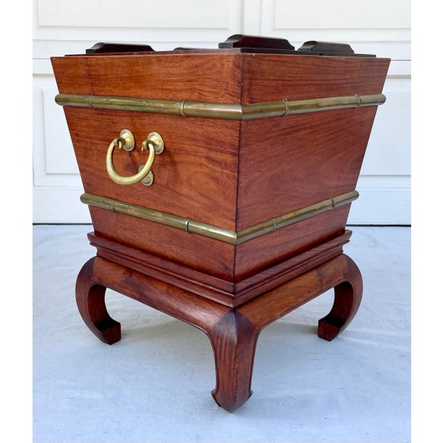 Mid-Century Modern Mid-Century Rosewood and Brass Beverage Ice Box Attributed to George Zee For Sale - Image 3 of 13