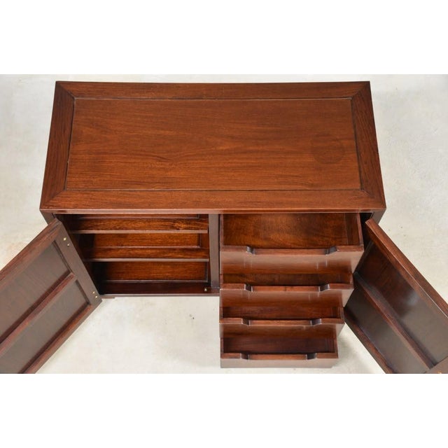 1970s Solid Mahogany and Brass Chest Credenza For Sale - Image 9 of 10