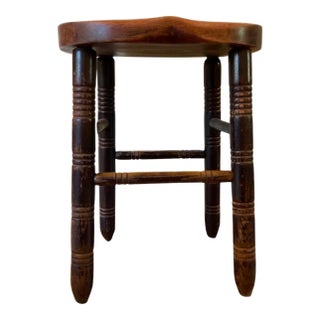 Early 1900s Carved Low Stool For Sale