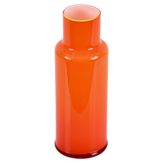 Mid-Century Cased Vase in Orange Murano Glass, Italy, 1970s For Sale