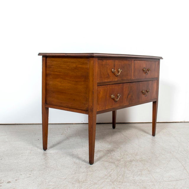Wood Late 19th Century French Louis XVI Style Walnut Commode Sauteuse With Fruitwood Marquetry For Sale - Image 7 of 14