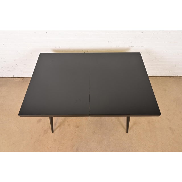 Paul McCobb Planner Group Mid-Century Modern Black Lacquered Extension Dining Table, Newly Refinished For Sale - Image 9 of 13