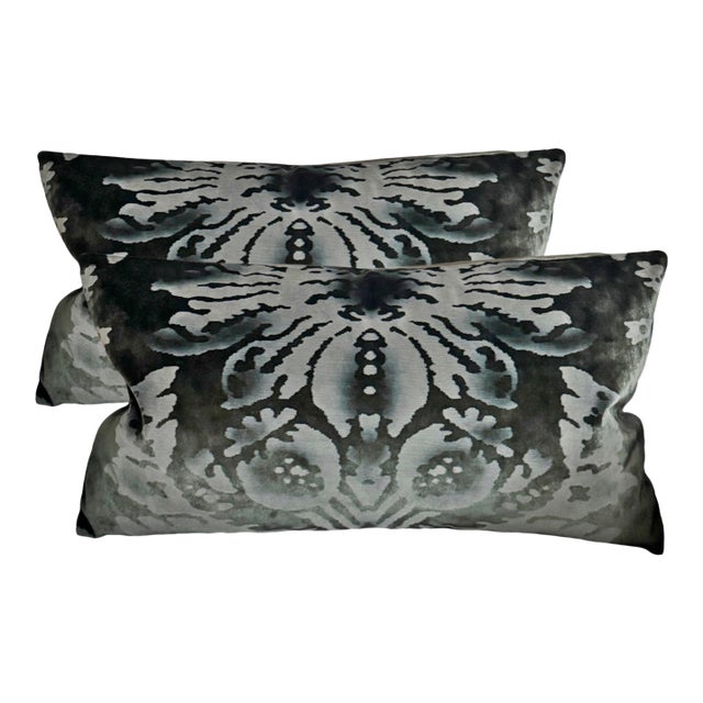 Venezia Verde Velour Velvet Lumbar Pillow For Sale
