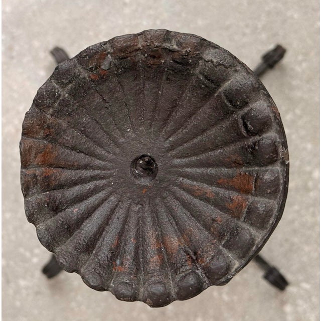 Vintage Spanish Revival Wrought Iron Hand-Forged Spiral Candlestick For Sale - Image 4 of 12