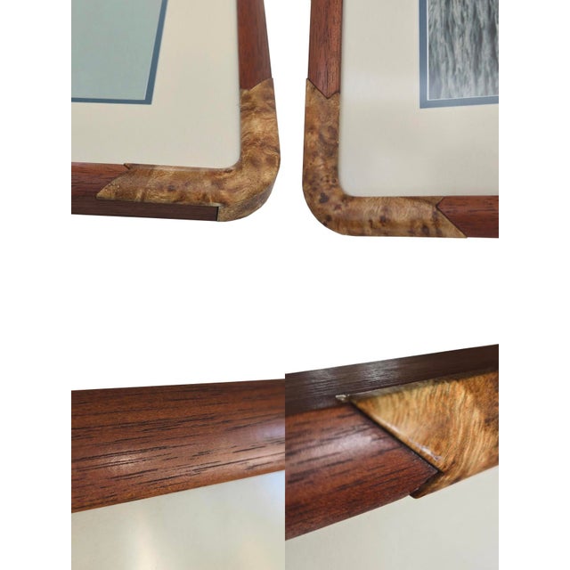 1960s Rosewood Art Frame With Burled Wood Corner Accents For Sale - Image 11 of 13