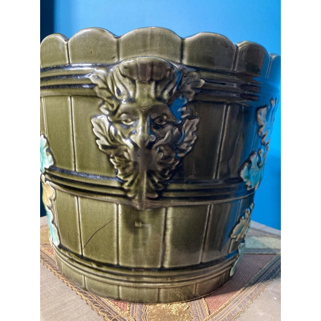 Early 20th Century Art Nouveau Vase Cache Pot Barbotine Ceramic Gustave De Bruyn Lille For Sale - Image 11 of 14