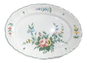 Italian Floral Hand Painted Porcelain Serving Platter Trifles Italy Cheese Fruit Vegetable Tray