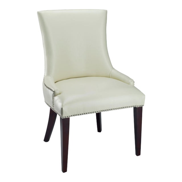 19''H Leather With Silver Nailheads in Flat Cream & Cherry Mahogany For Sale