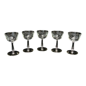 Etched Crystal Sherry Wine Cocktail Glasses Set of 5