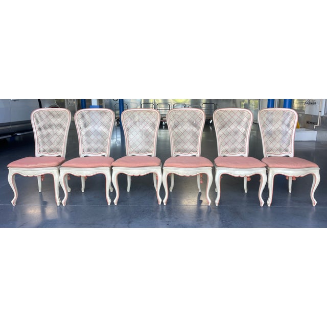 Vintage French Provincial Cane Dining Chairs, Holland & Salley Interiors, Naples – In the Manner of John Widdicomb | Set of 6 For Sale - Image 13 of 13