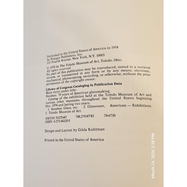Steuben Seventy Five Years of American Glassmaking 1st Edition Reference Book 1974 For Sale - Image 4 of 4