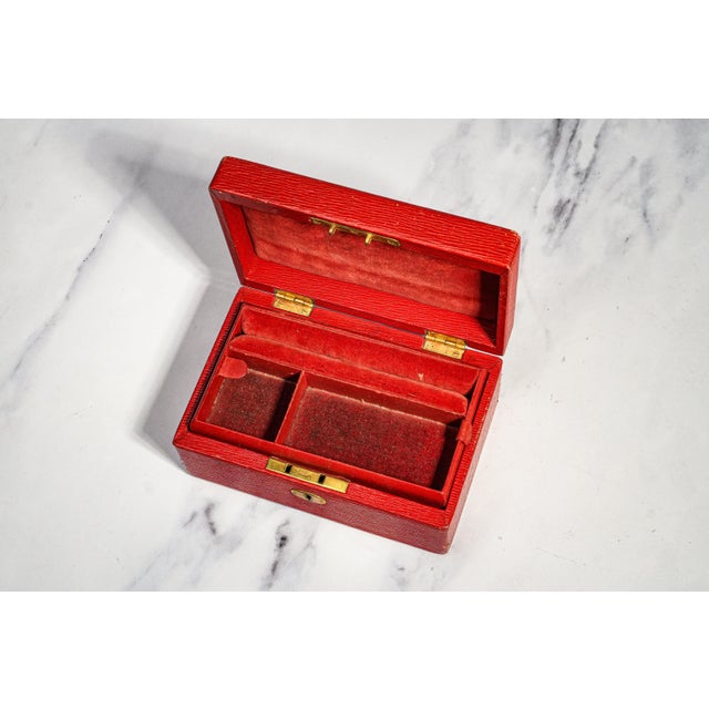 Red Nice Antique Mark Cross Red Leather Jewelry Box Luxury Case With Lock & Key Home Decor For Sale - Image 8 of 18