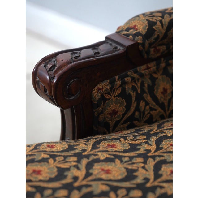 Century French Louis XVI Style Bergere Chair & Ottoman For Sale - Image 10 of 18