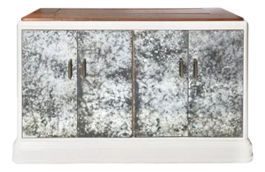 Contemporary Custom Four Door Antiqued Mirror Cabinet With Television Lift