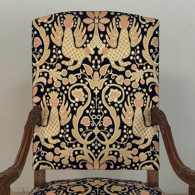Burnt Umber 19th Century French Renaissance Revival Hand Carved Oak Armchair For Sale - Image 8 of 17
