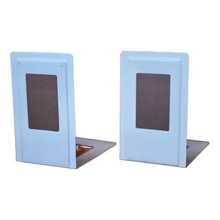 Minimalist Bookends in Lacquered Metal, 1960s, Set of 2 For Sale