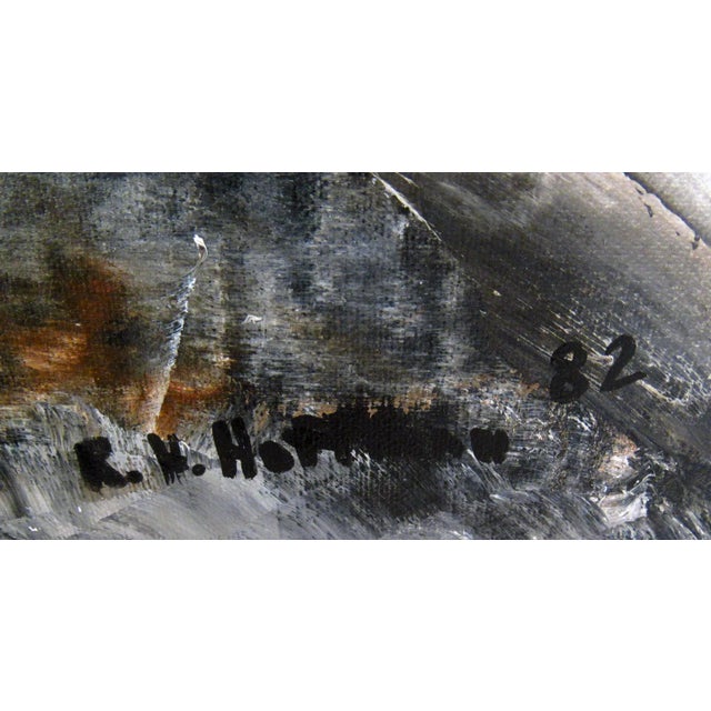 Textile Abstract Acrylic on Canvas Painting Signed by the Artist "r.h. Hoffman 1982" For Sale - Image 7 of 8