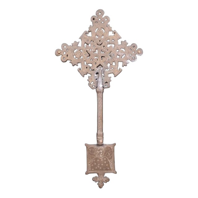 19th Century Silver-Plated Coptic Priests Cross, Ethiopia For Sale