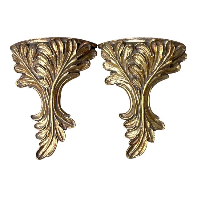 Vintage Regency Gilt Laurel Brackets - a Pair For Sale