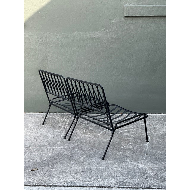 Vintage MCM Salterini Ribbon Wrought Iron Lounge Chairs, Attributed - A Pair For Sale - Image 10 of 12