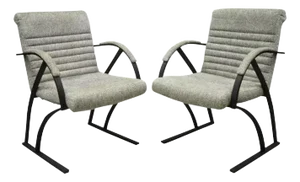 Late 20th Century Vintage Mid Century Art Deco Metal Lounge Arm Chairs by Cal-Style (A) - A Pair