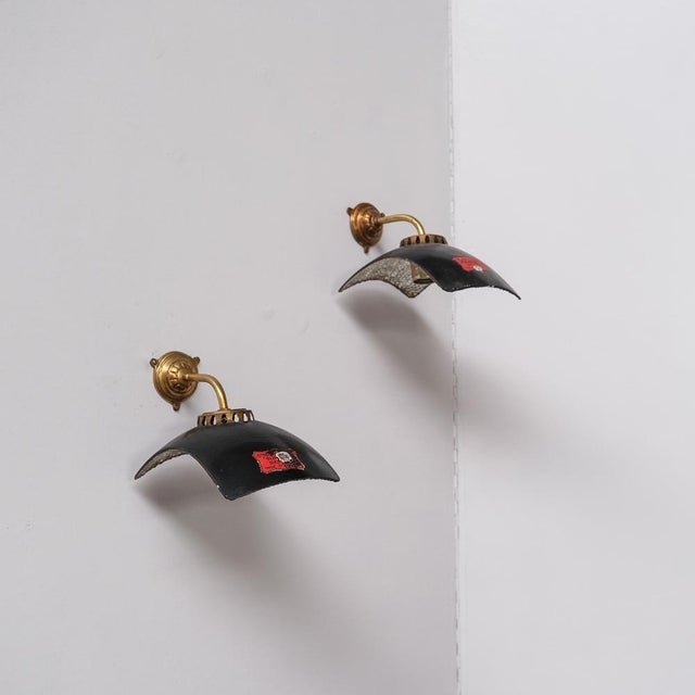 Antique Wall Lights in Mercury Glass and Brass, Set of 2, in Good conditions. Designed 1890 to 1919 UK Plug (up to...