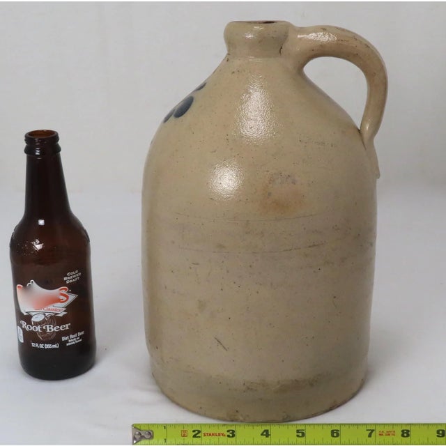Antique Late 19th Century American Blue Decorated Stoneware 1 Gallon Liquor Jug For Sale - Image 12 of 13