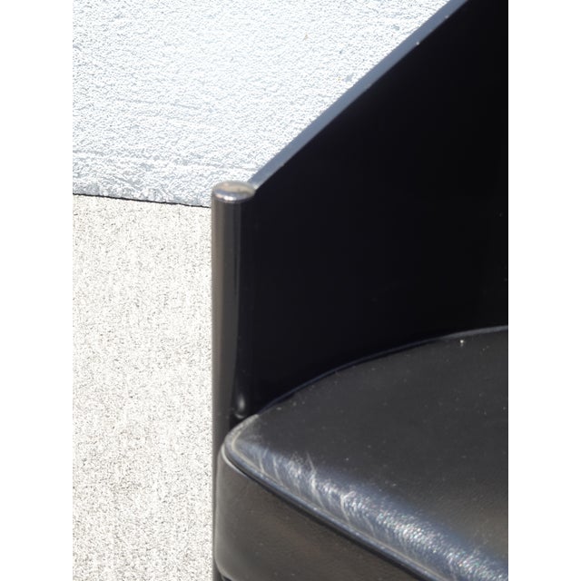 Black Vintage Costes Black Leather Seat Arm Chair ~ Club Chair by Philippe Starck For Sale - Image 8 of 13