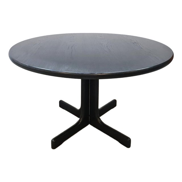 Mid-Century Extendable Dining Table and T-Shaped Chairs in Black Oak, 1970s, Set of 5 For Sale