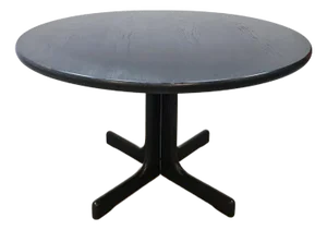 Mid-Century Extendable Dining Table and T-Shaped Chairs in Black Oak, 1970s, Set of 5