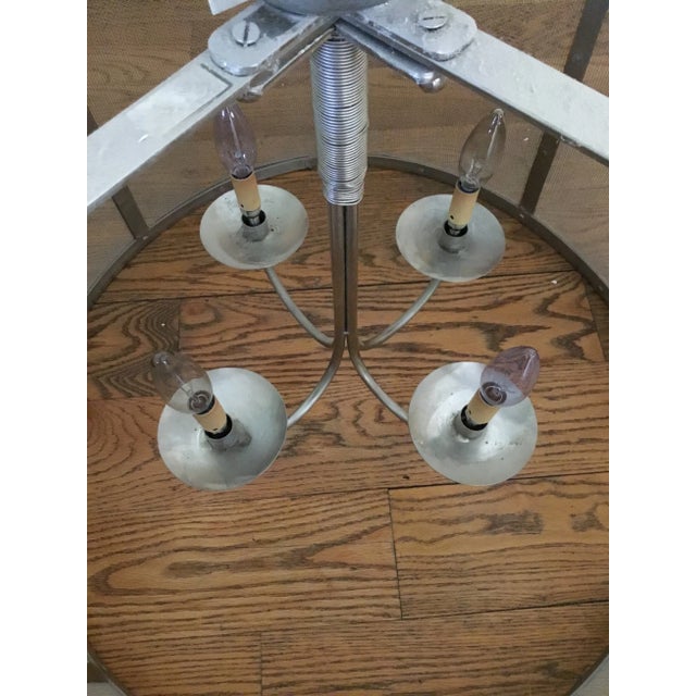 Metal Metal Cage Chandelier For Sale - Image 7 of 11