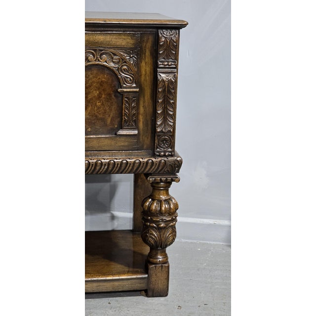 Vintage Elizabethan Sideboard in Oak and Burr Walnut, 1920 For Sale - Image 18 of 18